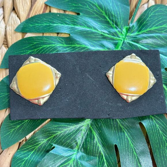 BOGO FREE YELLOW 80’s Statement Earrings - Picture 1 of 4